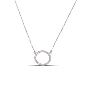 Round pendant filled with diamonds on gold chain FOREVER KATE