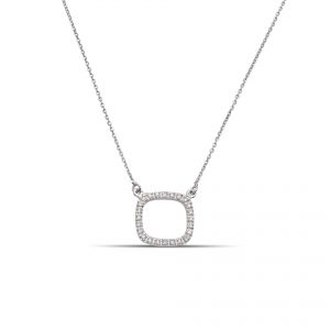 Square pendant filled with diamonds on gold chain FOREVER KATE