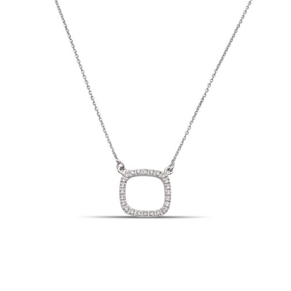 Square pendant filled with diamonds on gold chain FOREVER KATE