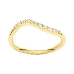 Wavy yellow gold ring  with diamonds FOREVER KATE