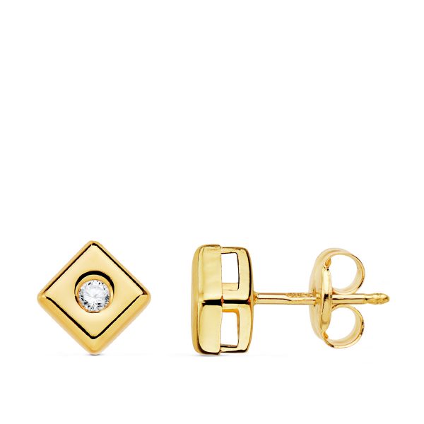 Square earring yellow gold with diamond FOREVER KATE