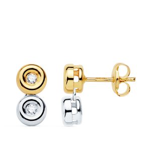 Round earring ( double), white and yellow gold with diamonds FOREVER KATE