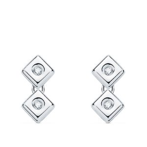 Square earring ( double ), white gold with diamonds FOREVER KATE