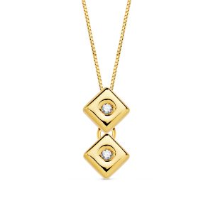 Chain ( double square) yellow gold with diamonds FOREVER KATE