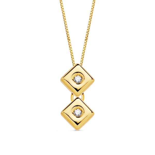 Chain ( double square) yellow gold with diamonds FOREVER KATE